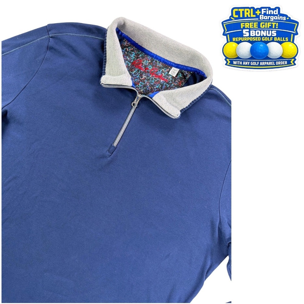 Robert‎ Graham Quarter Zip Pullover Golf Luxury Cotton Blend Navy Blue Mens 2XL
